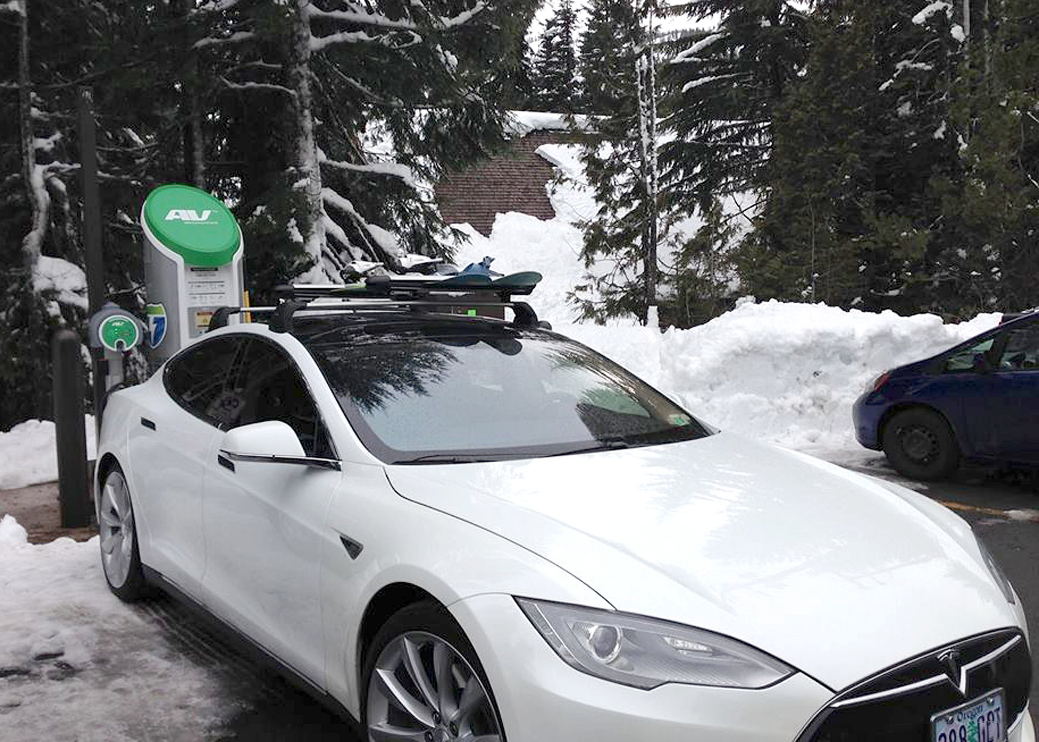 Tesla Charging at Mt. Hood Via Flickr