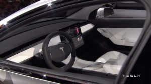 Tesla Model 3 interior with no dash instruments