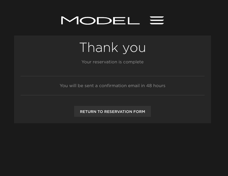Model 3 reservation form