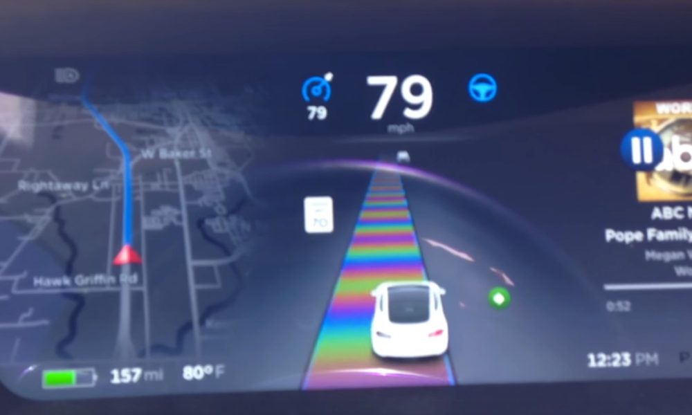 Tesla rainbow-colored 'Cowbell Road' easter egg