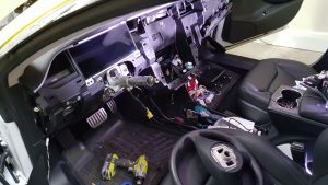 Model S interior being disassembled