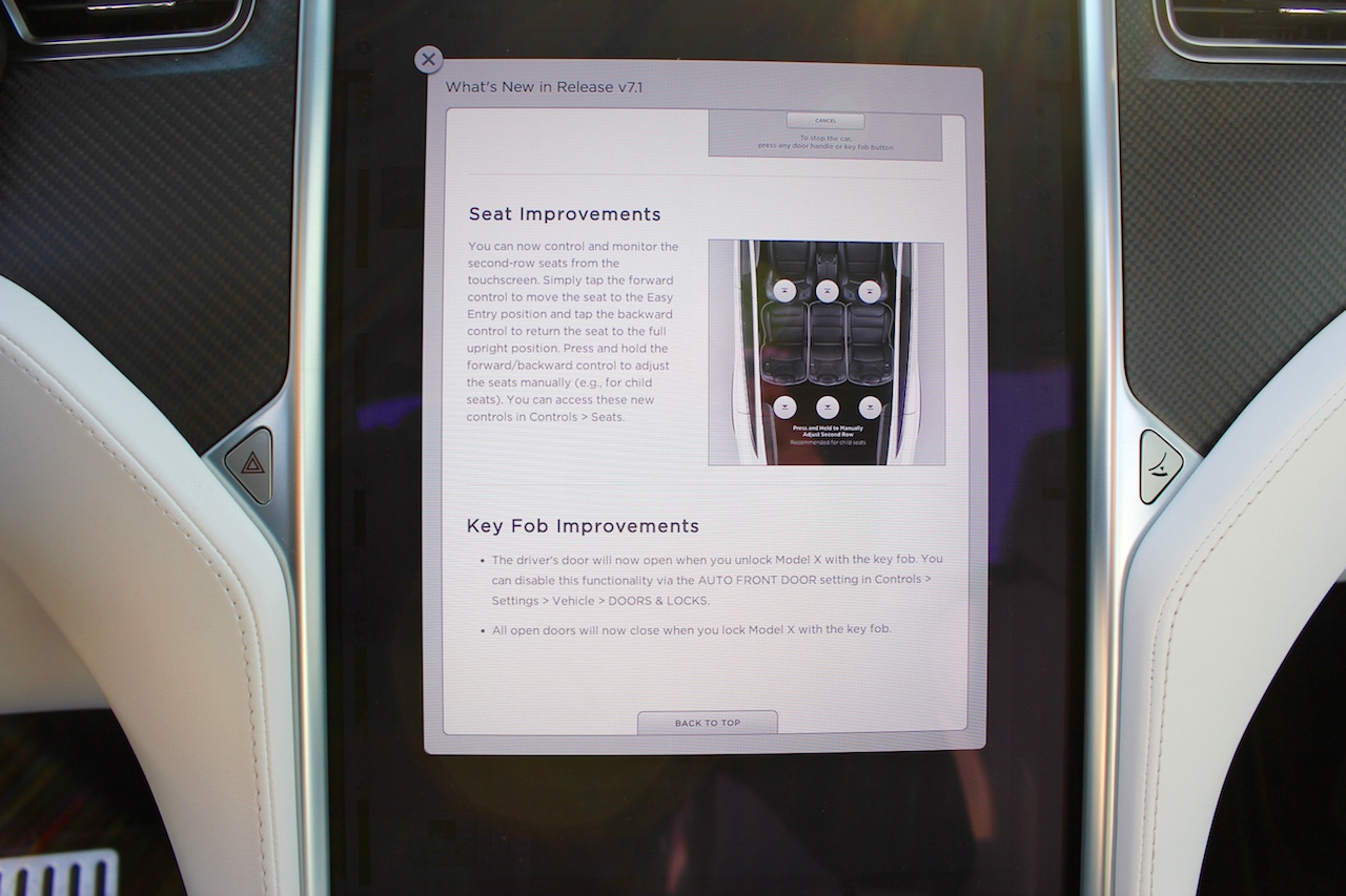Model X Firmware 7.1 (2.20.45) seat controls