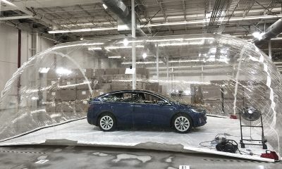 Tesla Model X in biohazard bubble