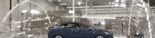 Tesla Model X in biohazard bubble