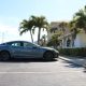 Tesla Model S and palm trees
