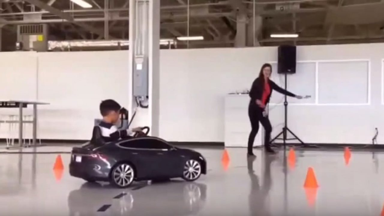 Tesla s Fremont factory hosted the Model S for kids test drive event Video