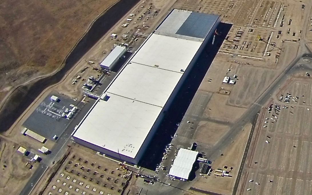 Tesla Gigafactory event prepartions seen in aerial photo