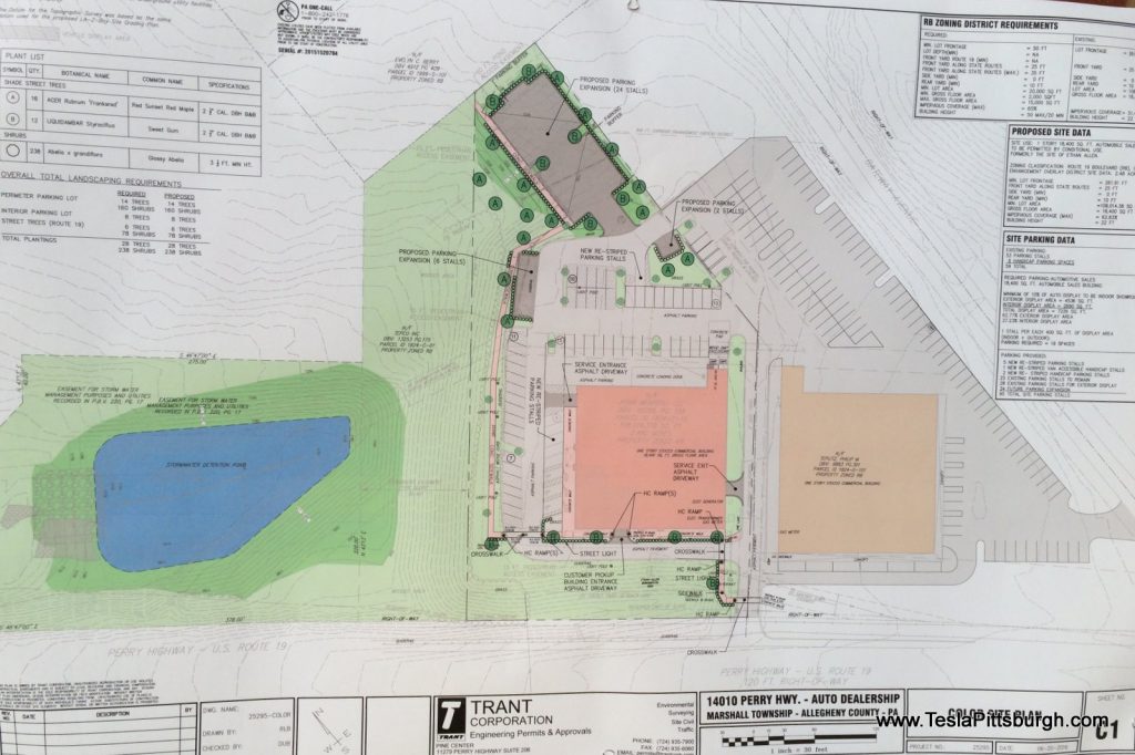 full site color plan for tesla service center pittsburgh