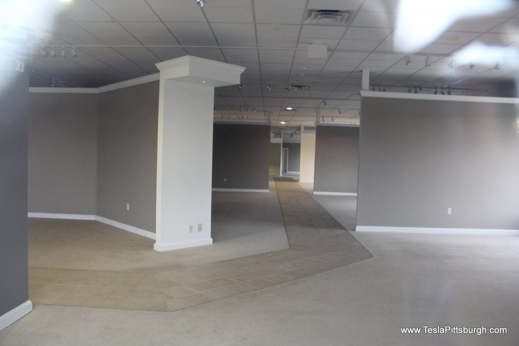 interior of unrenovated pittsburgh tesla service center 2