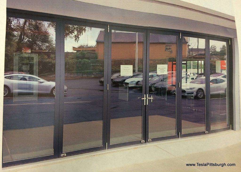 pittsburgh tesla service center door proposal exterior