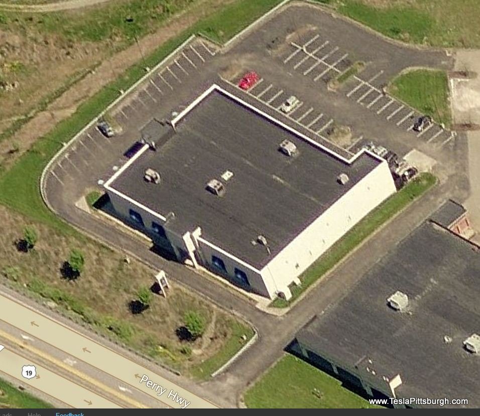 pittsburgh tesla service center road facades birdseye