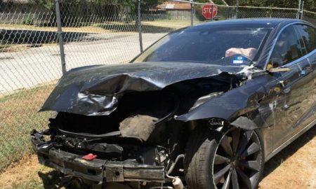 Wrecked Tesla in Texas