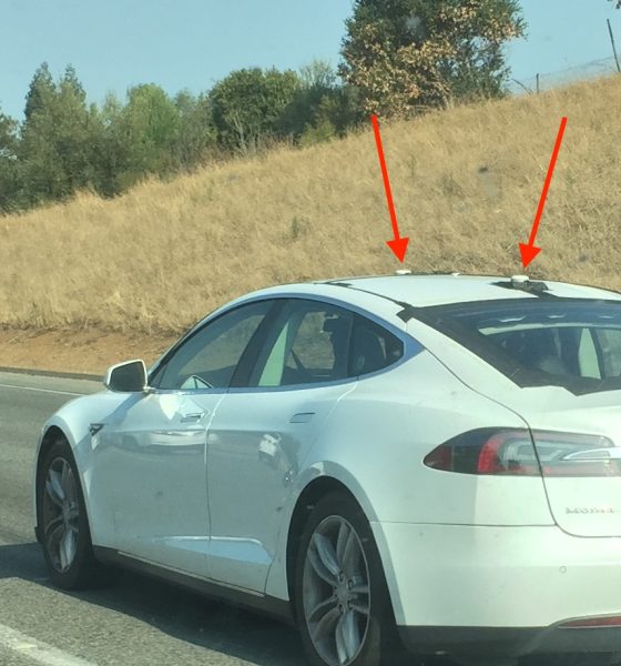 Tesla Model S testing with LIDAR pucks near HQ
