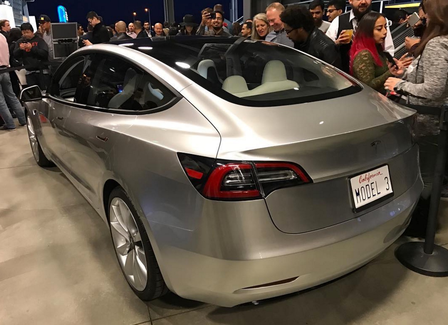 Silver Tesla Model 3 rear [Credit: tony.siress via Instagram]