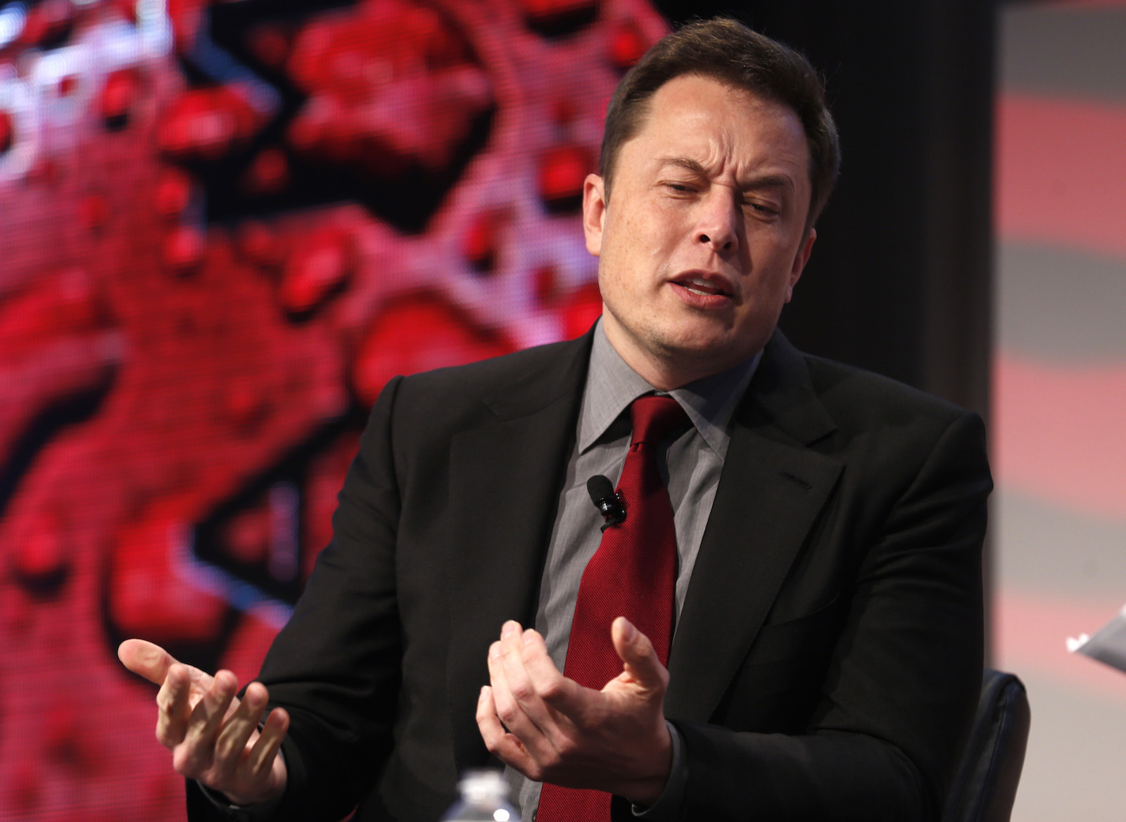 Tesla Motors CEO Musk talks at the Automotive World News Congress at the Renaissance Center in Detroit