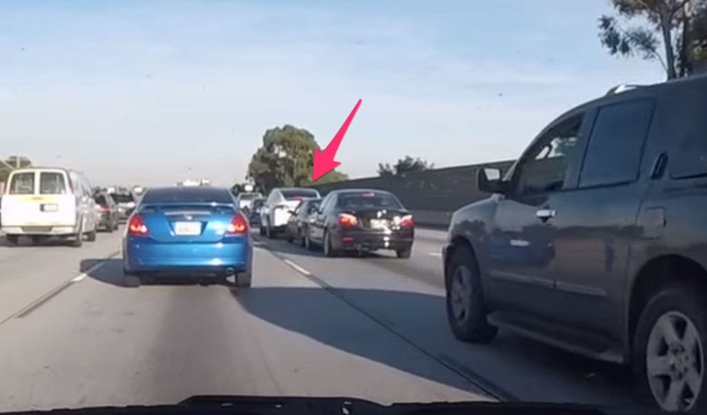Tesla Model X driver accelerates away from a rear-end collision and 3 ...