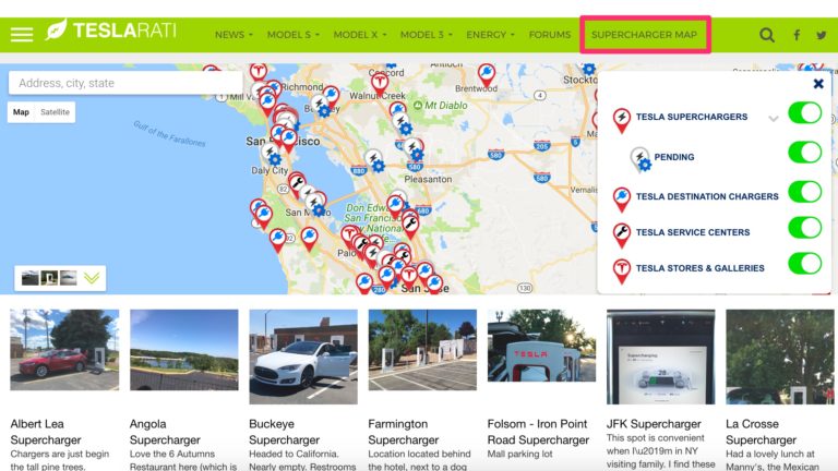 Tesla V3 Supercharger Map