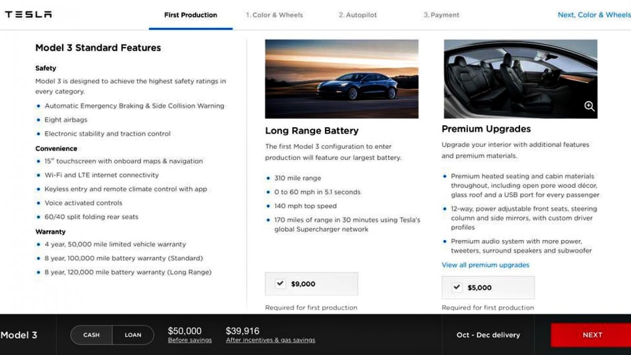 Tesla 3 standard features hotsell