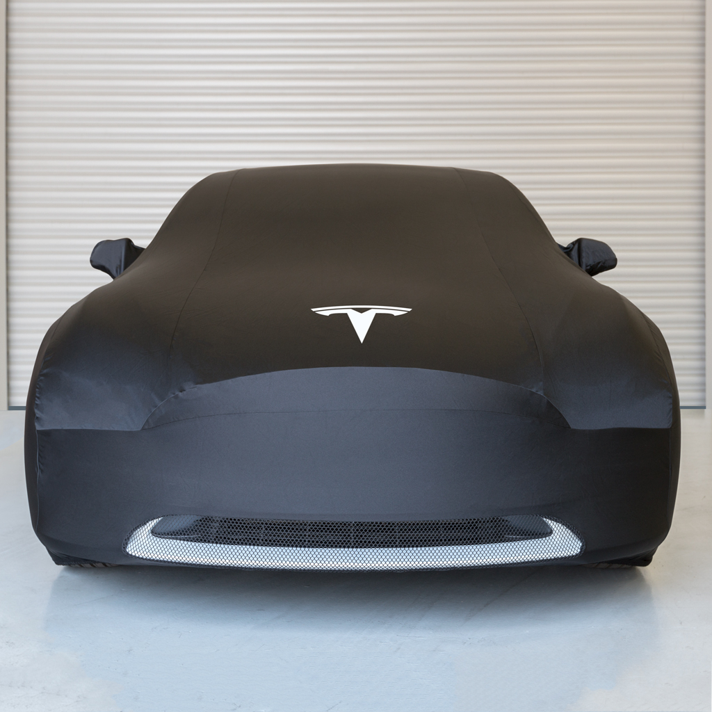 Tesla Model 3 indoor car cover front via Tesla