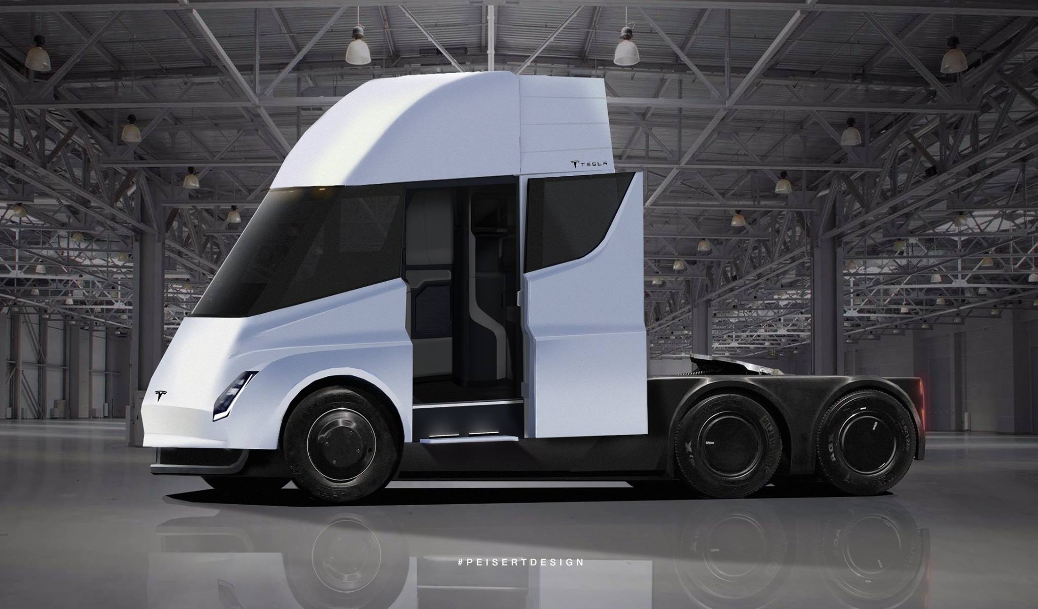 Tesla Semi Truck With Crew Cabin