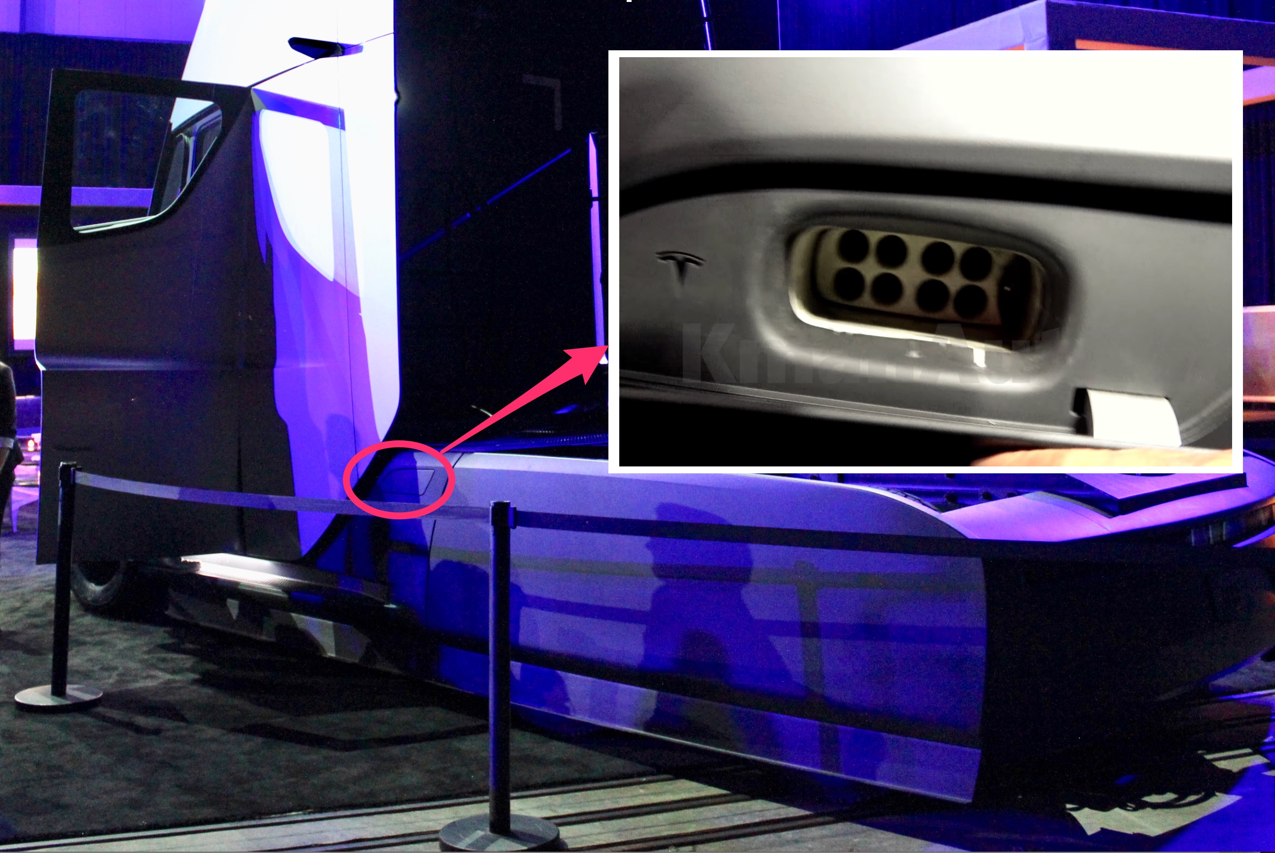 Close Up Look At The Tesla Semi Megacharger Charging Port