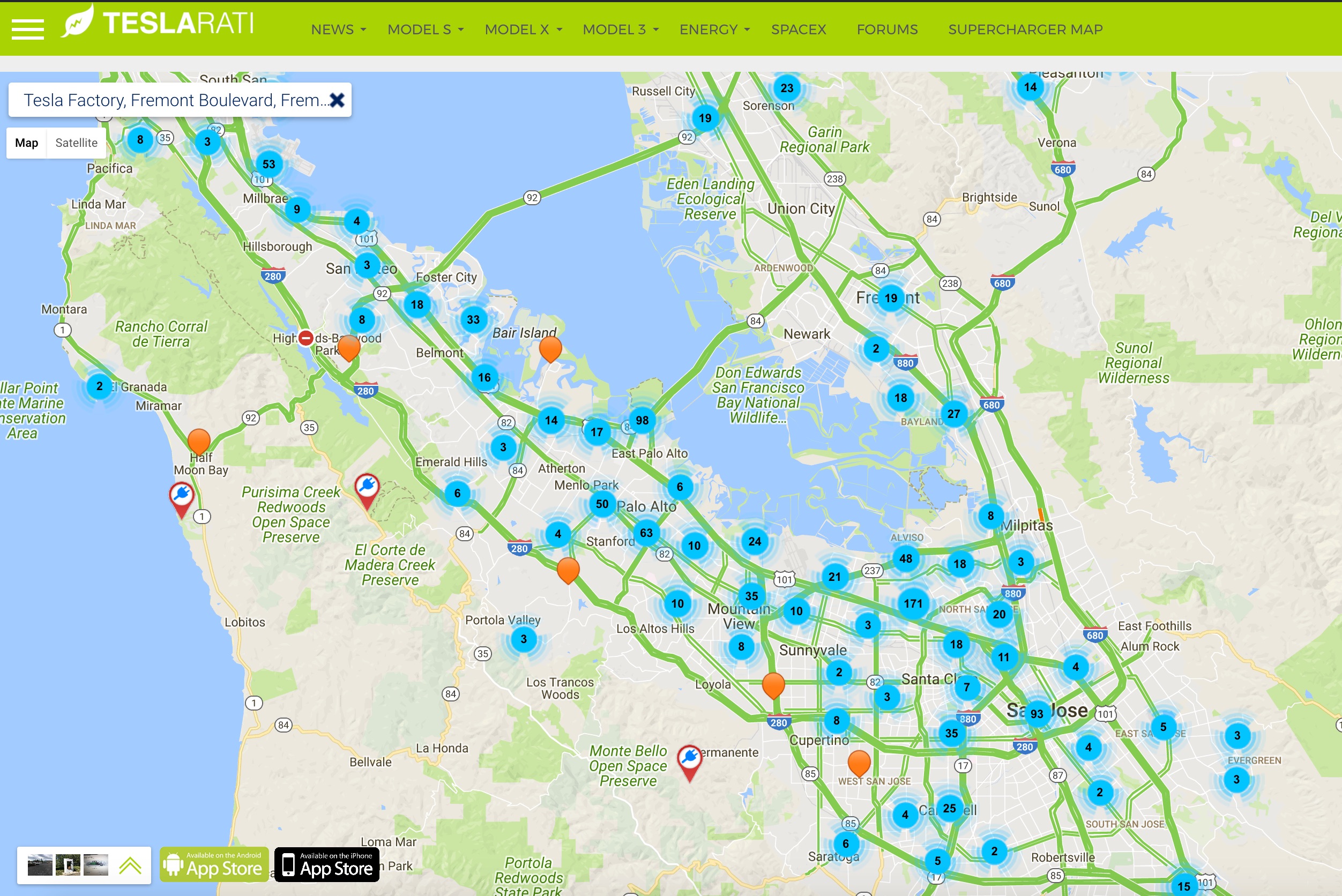teslaratievchargingmapsuperchargerchargepoint TESLARATI