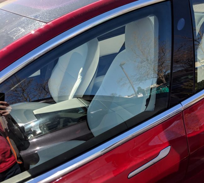 Tesla Model 3 with white interior spotted near Palo Alto showroom