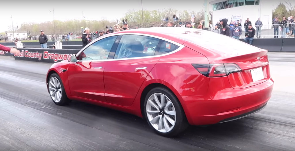Tesla Model 3 owner sets 1/4 mile record in latest dragstrip run