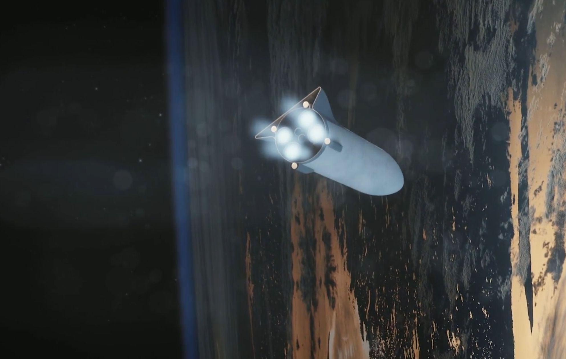 BFR tanker deorbits (SpaceX) crop