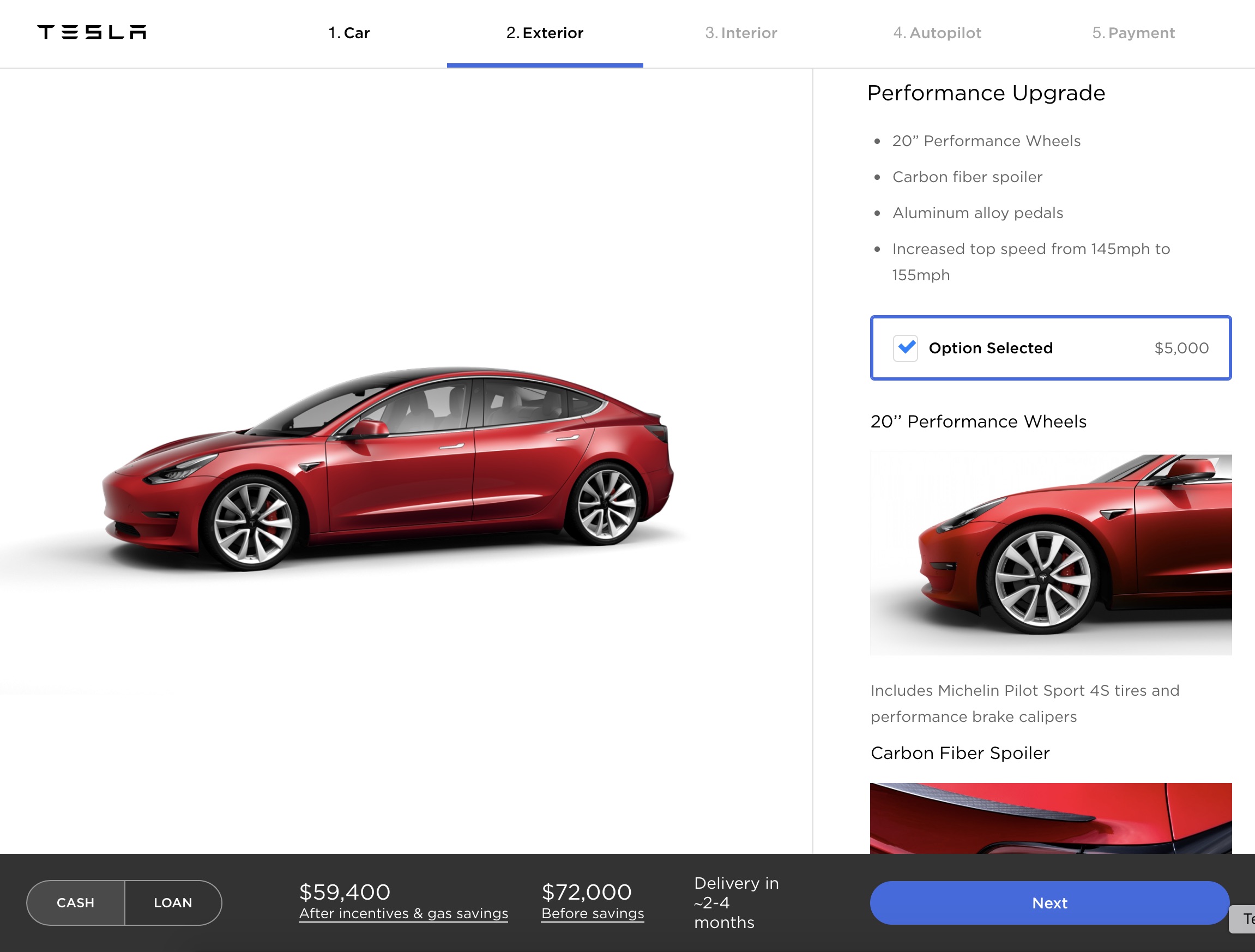 Model 3 konfigurator