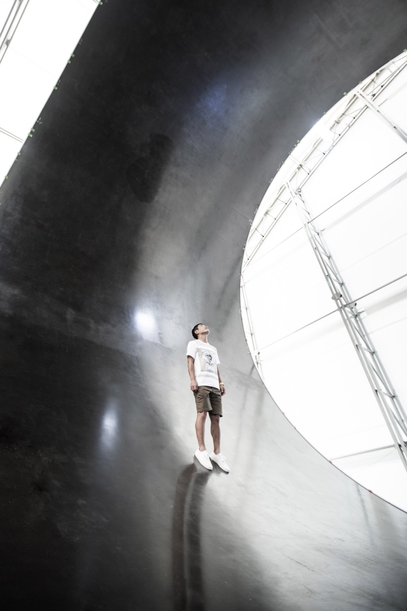 Yusaku Maezawa stands on first BFR composite piece (Yusaku Maezawa)