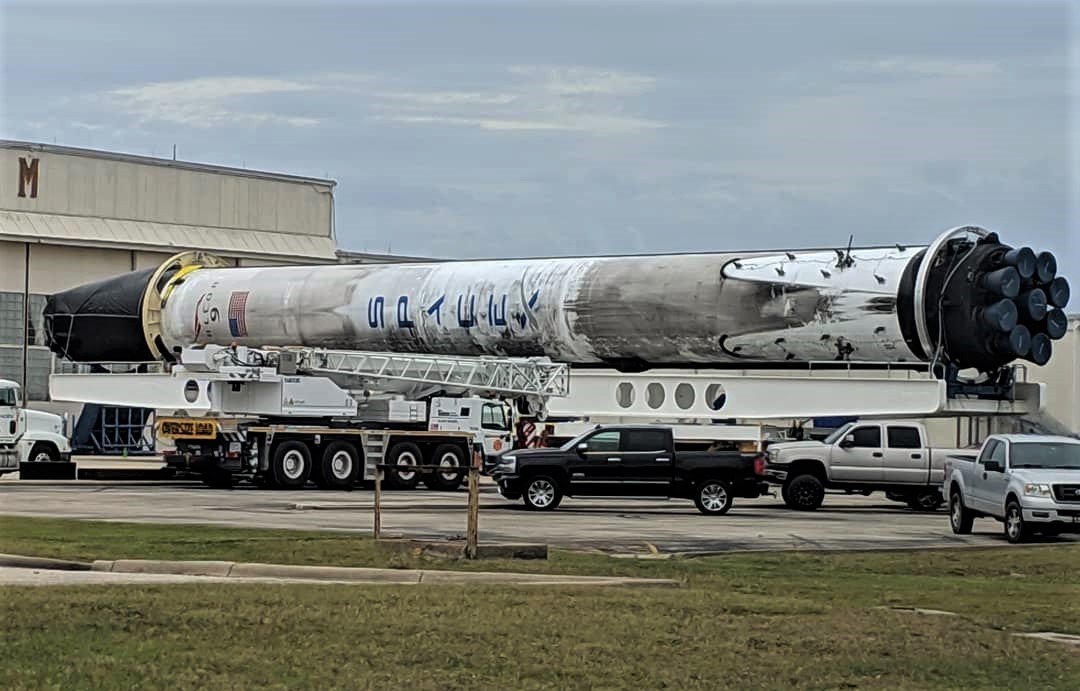 Falcon 9 B1050 on transporter CCAFS 121518 (instagram)