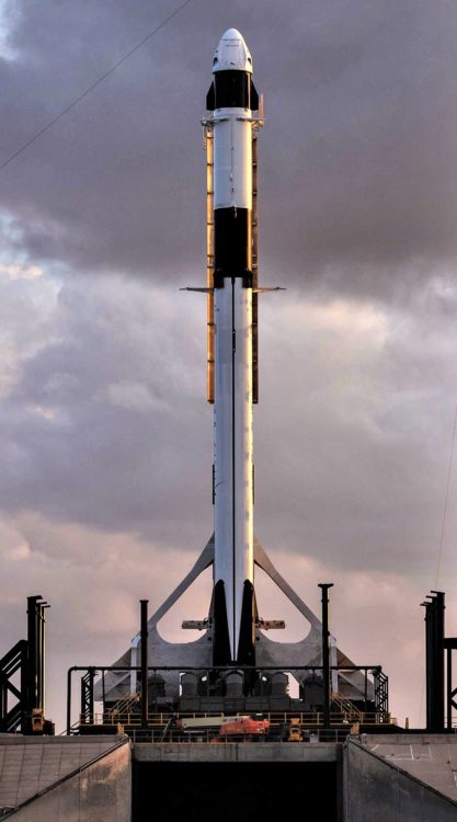Crew Dragon DM-1 Falcon 9 B1051 rollout (SpaceX) 3 tall(c)