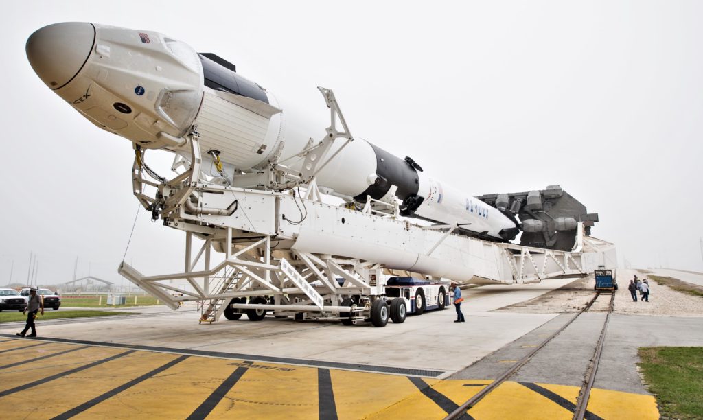 Falcon 9 B1051 and Crew Dragon rolled out to Pad 39A on February 28th, roughly 60 hours before launch. (NASA)