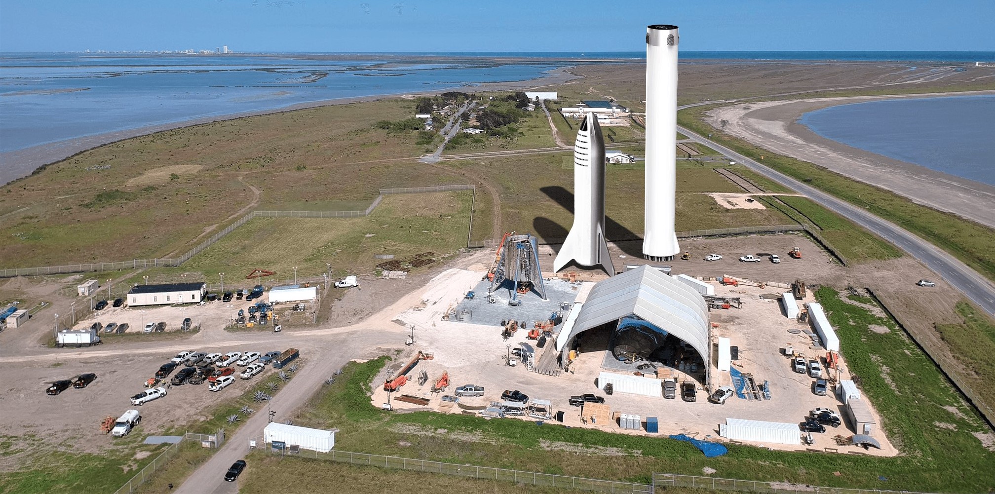 StarShip / SuperHeavy, ex BFR - Suivi du développement - Page 28 Starhopper-Starship-Super-Heavy-Boca-Chica-overview-Austin-Bernard-Teslarati-1