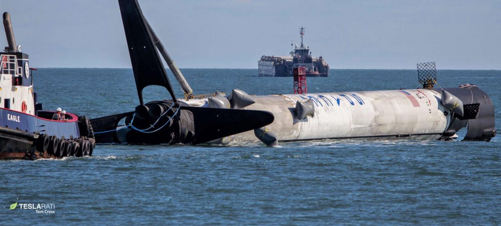 If SpaceX manages to recover Falcon Heavy center core B1055, it will be the second rocket to return to port as boat. (Tom Cross)