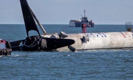 If SpaceX manages to recover Falcon Heavy center core B1055, it will be the second rocket to return to port as boat. (Tom Cross)