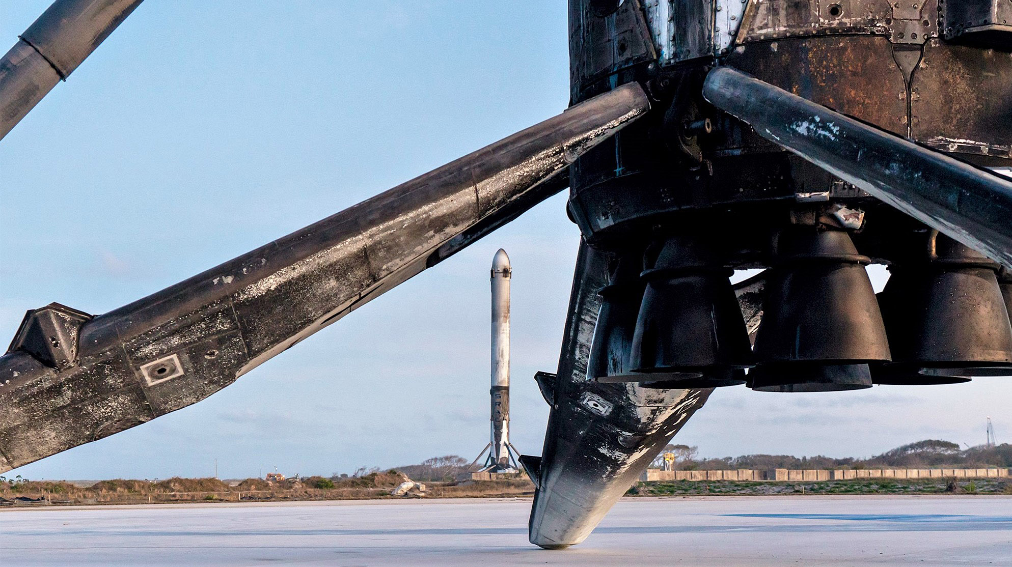 Falcon Heavy Flight 1 LZ recovery Feb 2018 (SpaceX) 2 edit