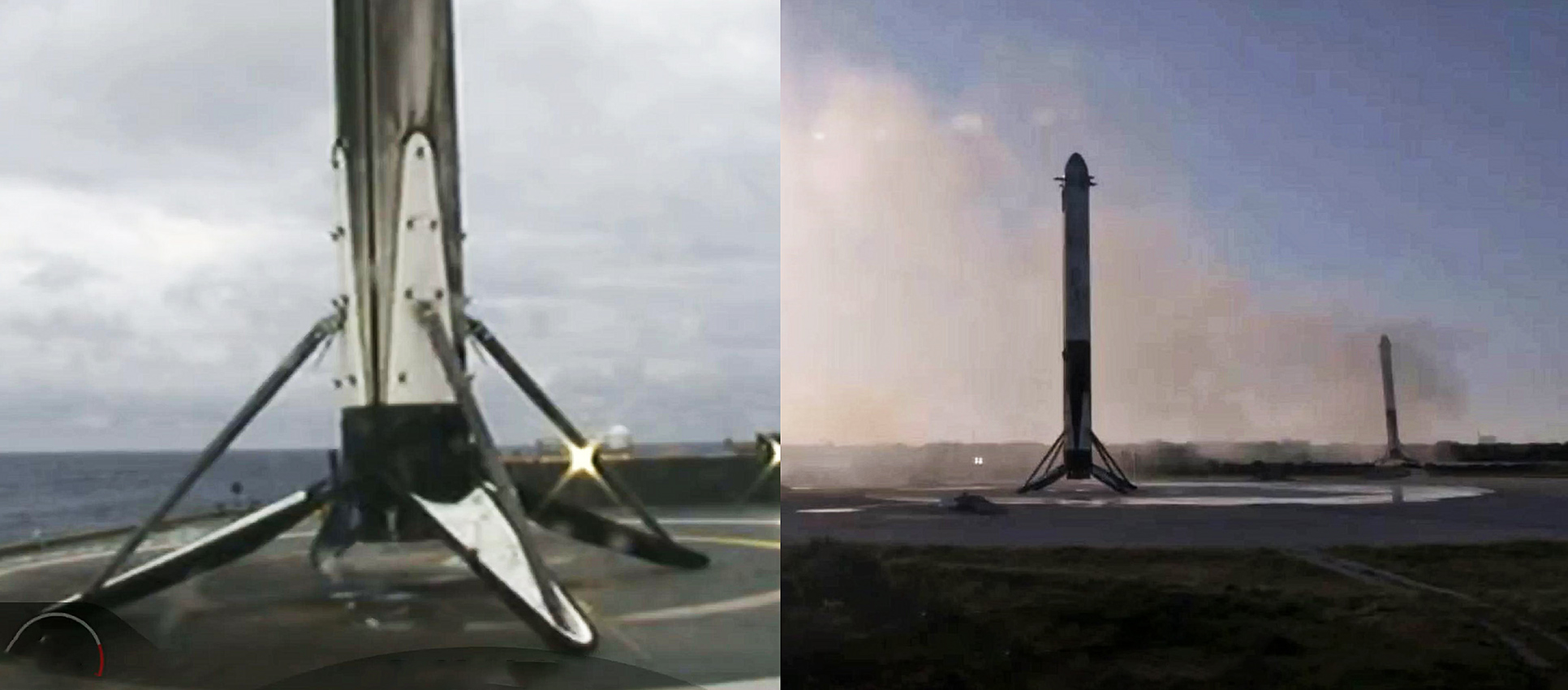 Falcon Heavy Flight 2 booster landings (SpaceX) 1