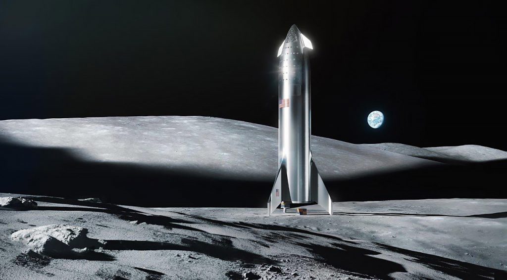 A steel Starship on the Moon. (SpaceX)