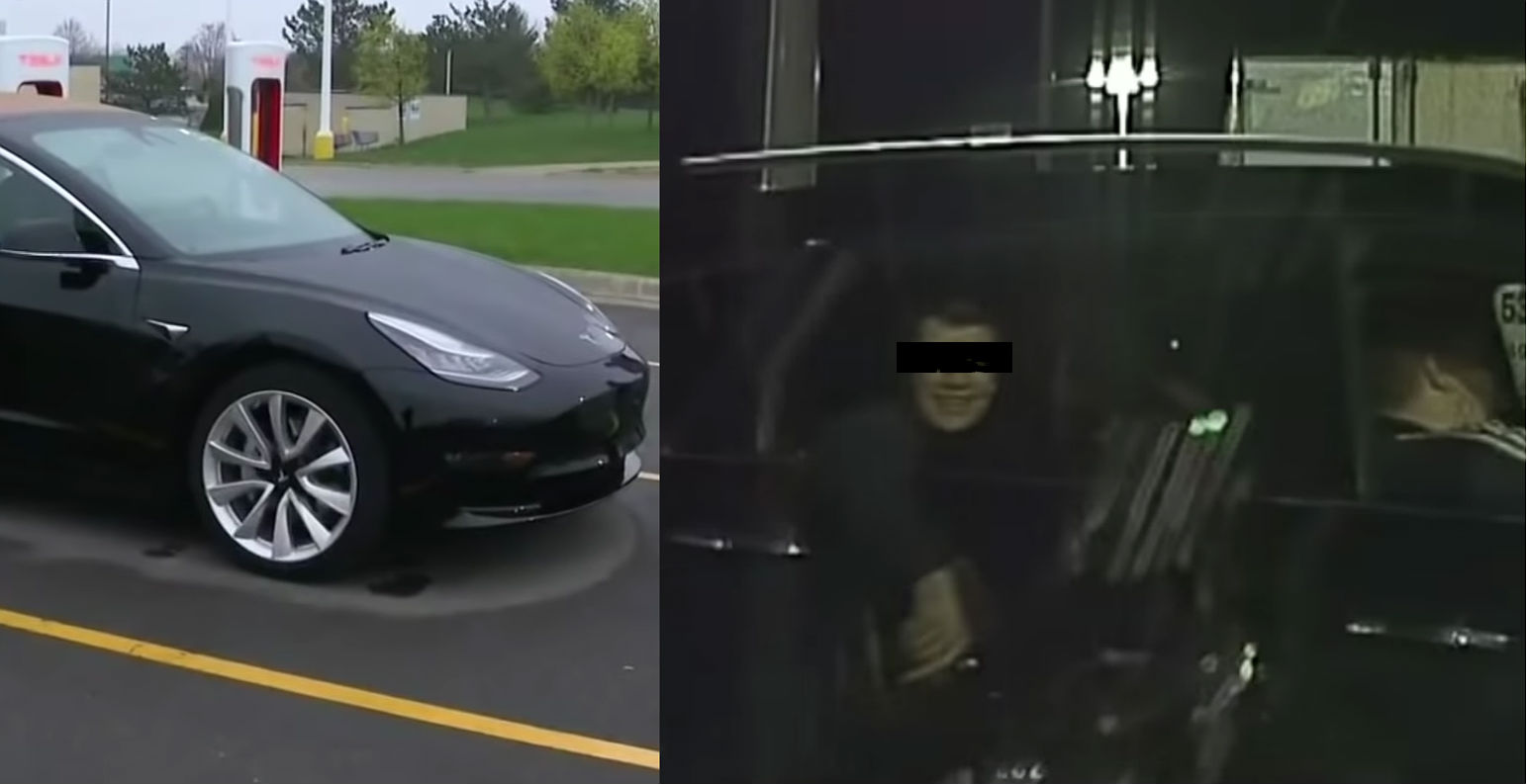 Tesla dashcam catches teens egging Model 3 at Supercharger