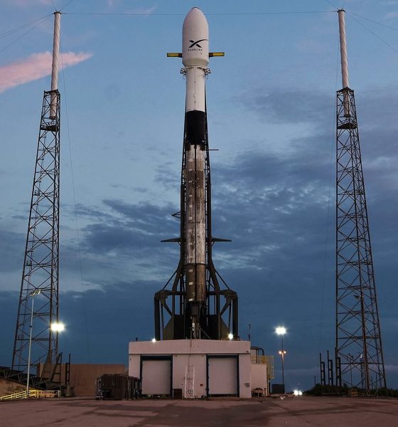 Falcon 9 B1049 stands at LC-40 ahead of SpaceX's first dedicated Starlink launch. (SpaceX)