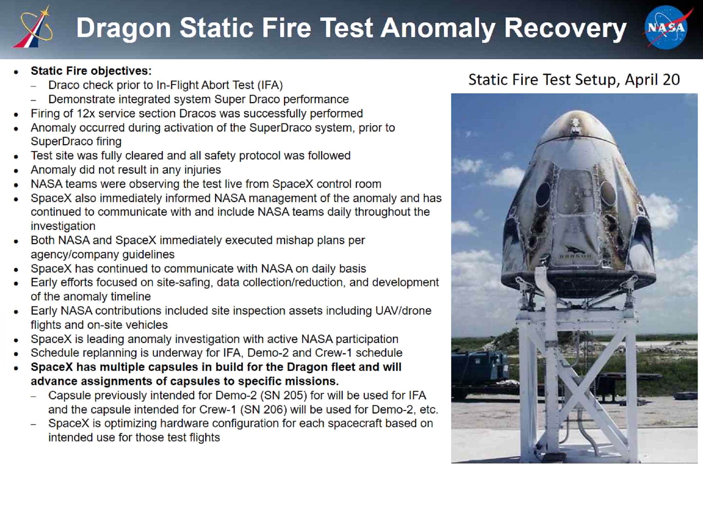 SpaceX C201 static fire anomaly Q2 2019 (NASA NAC) 1