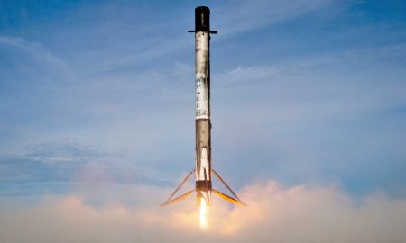 Pictured landing in July 2019 after its second launch, Falcon 9 booster B1056 - now on its fourth launch - is set to break a crucial reusability record. (SpaceX)