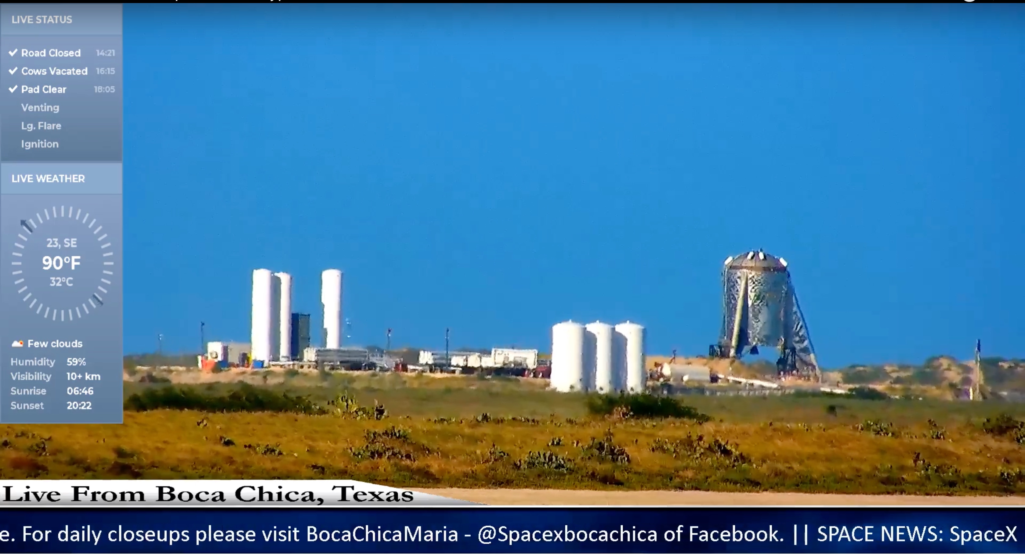 LIVESTREAM: T-20 minutes to SpaceX's Raptor-powered Starhopper static fire  test
