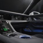 Porsche Taycan center touchscreens armrest cupholders
