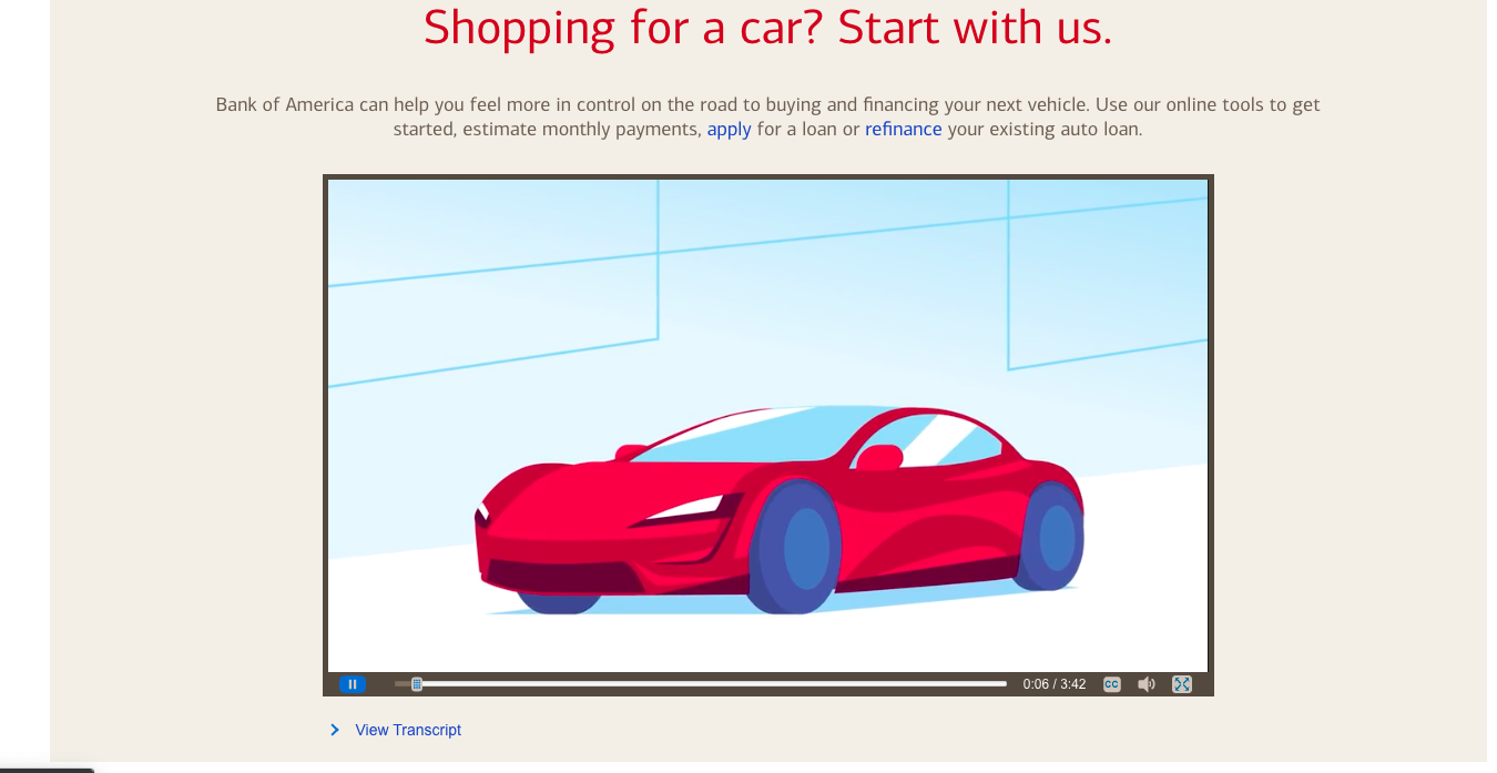 Bank of america shop car loan