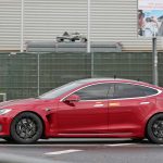 Red Tesla Model S P100D+ side