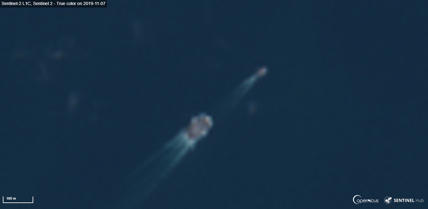 drone ship OCISLY Starlink-1 departure 110719 (Sentinel Hub – ESA – Harry Stranger) 1