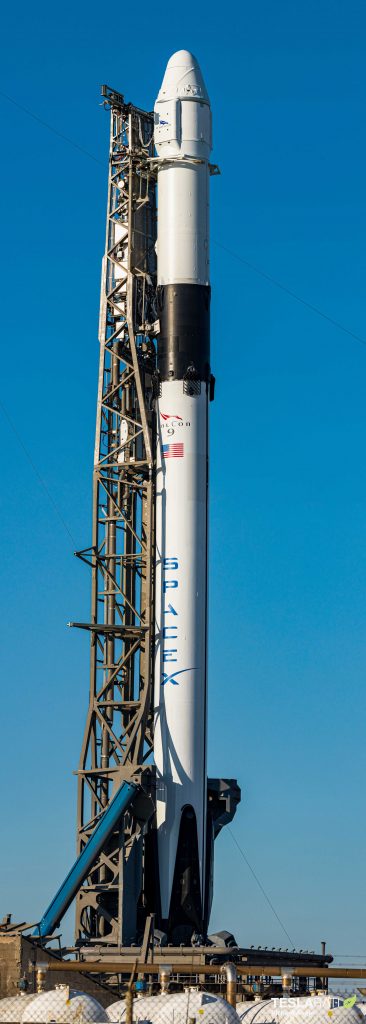 CRS-19 Cargo Dragon capsule C106 sits atop Falcon 9 booster B1059 ahead of the rocket's December 5th launch debut. (Teslarati - Richard Angle)